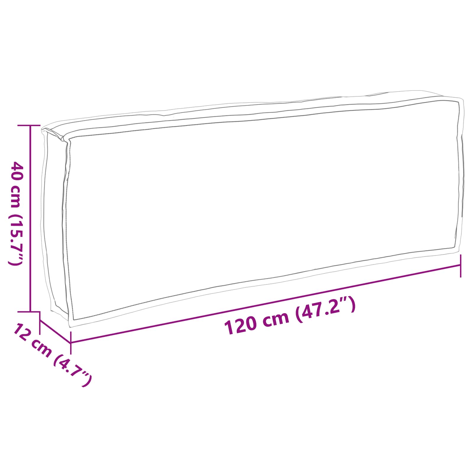 Cuscino Tessuto Oxford Antracite 120 x 40 x 12 cm