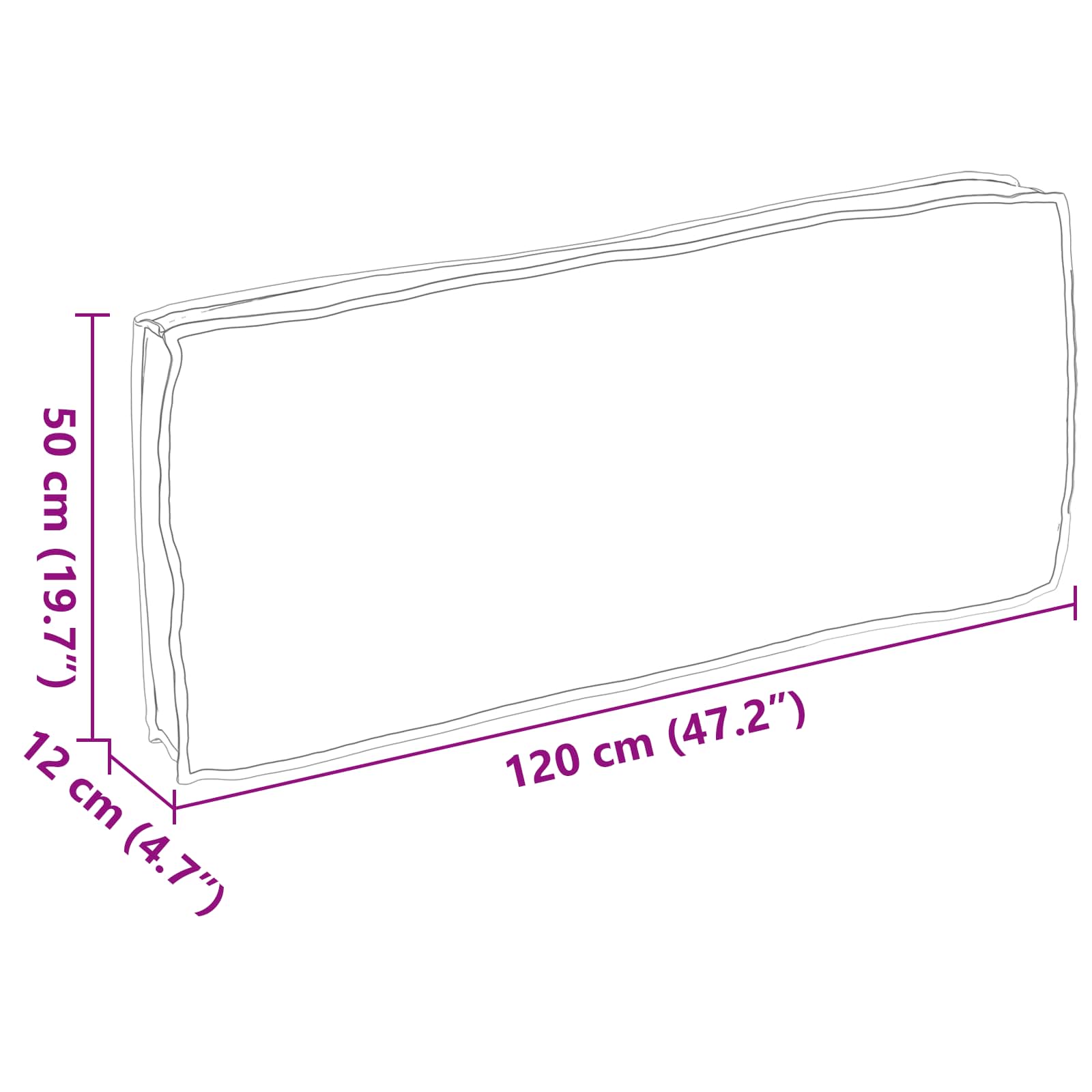 Cuscino Tessuto Oxford Crema 120 x 50 x 12 cm