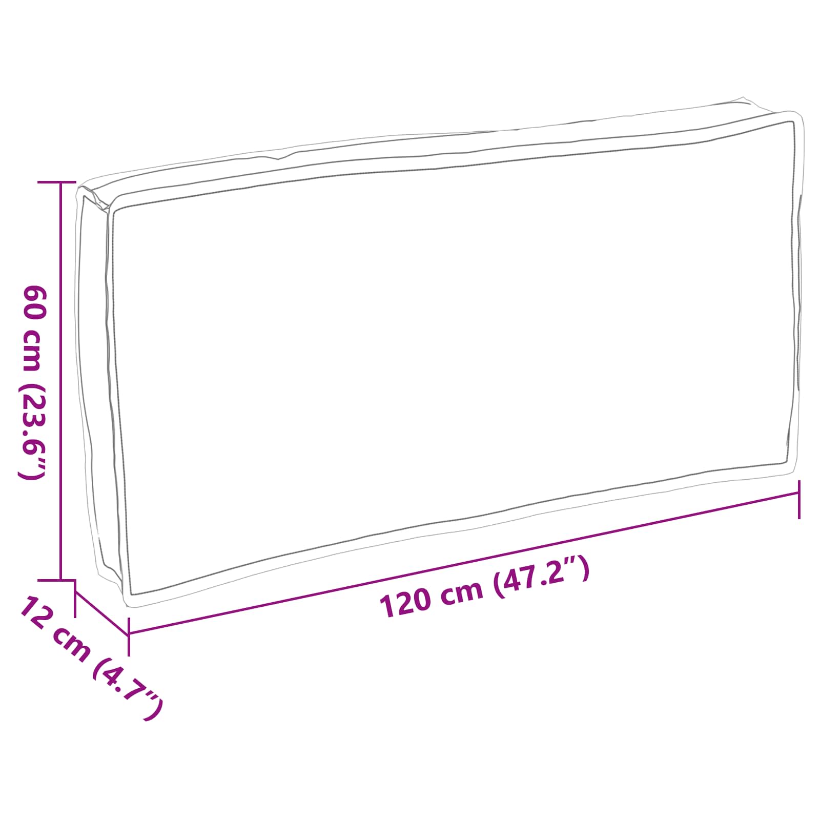 Cuscino Tessuto Oxford Grigio 120 x 60 x 12 cm
