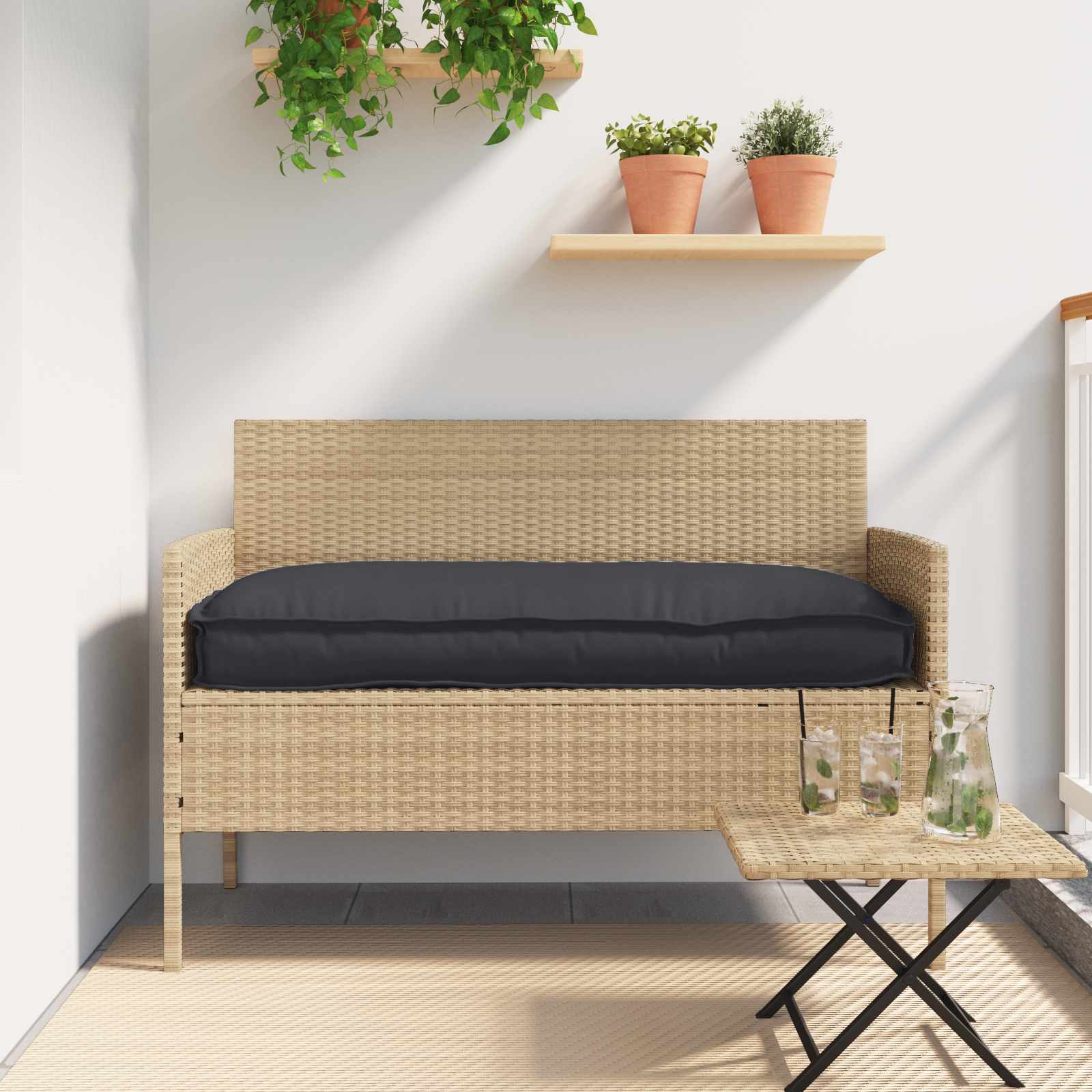 Cuscino Tessuto Oxford Nero 120 x 60 x 12 cm