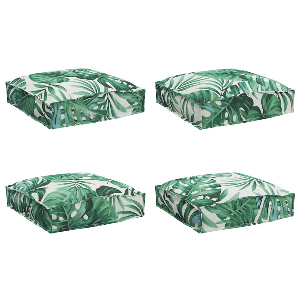 Cuscino 4 pz Tessuto Oxford Motivo Foglia 40 x 40 x 8 cm