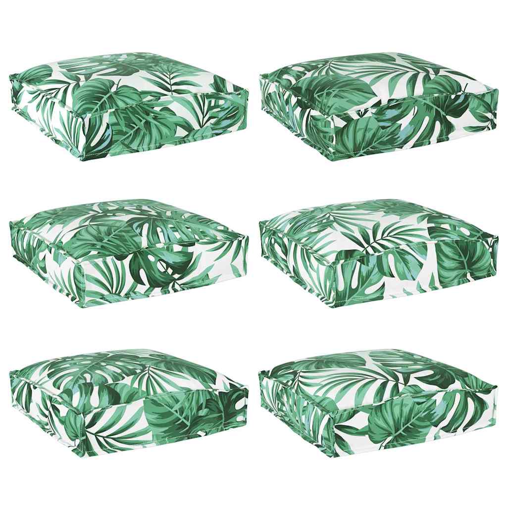 Cuscino 6 pz Tessuto Oxford Motivo Foglia 40 x 40 x 8 cm