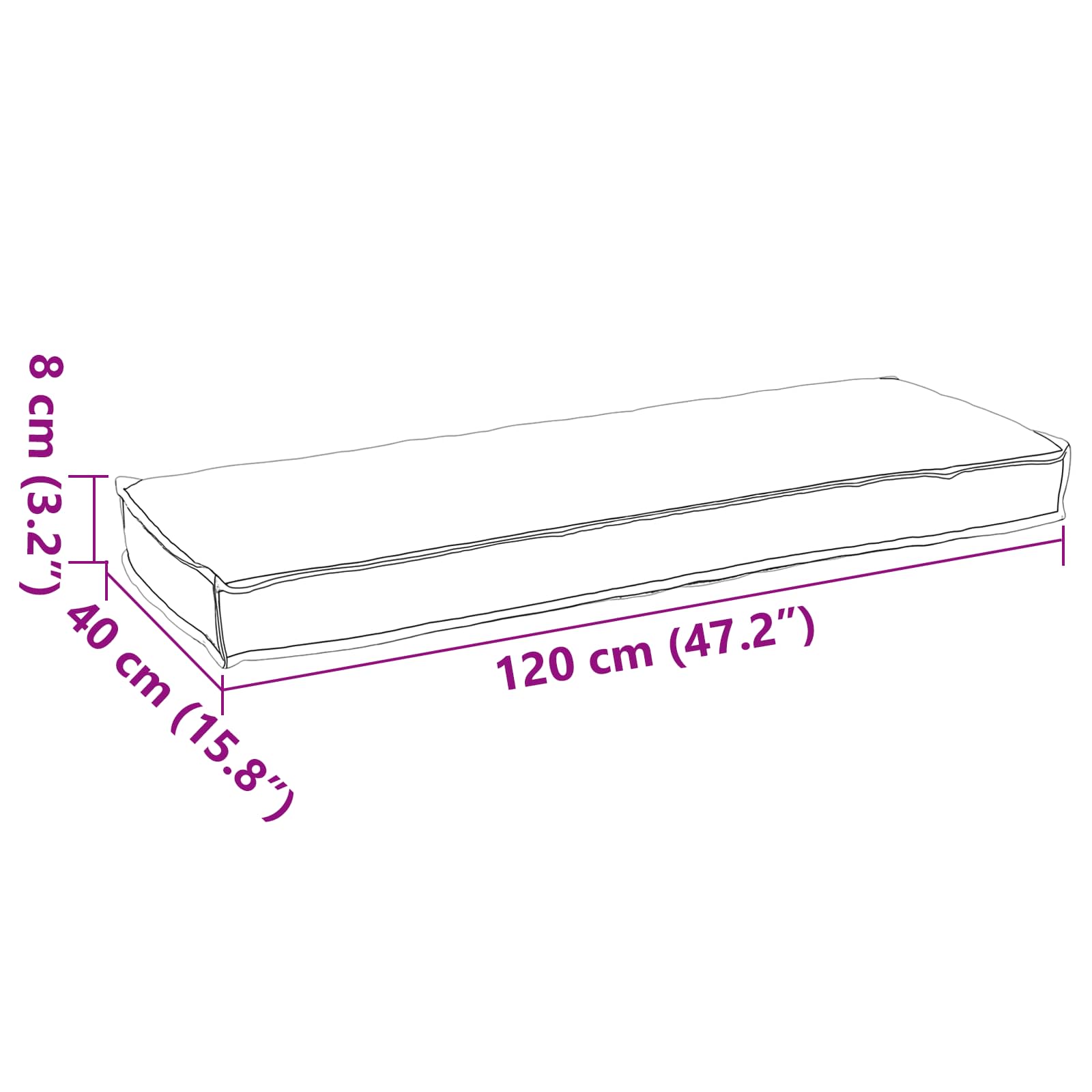 Cuscino Tessuto Oxford Grigio 120 x 40 x 8 cm