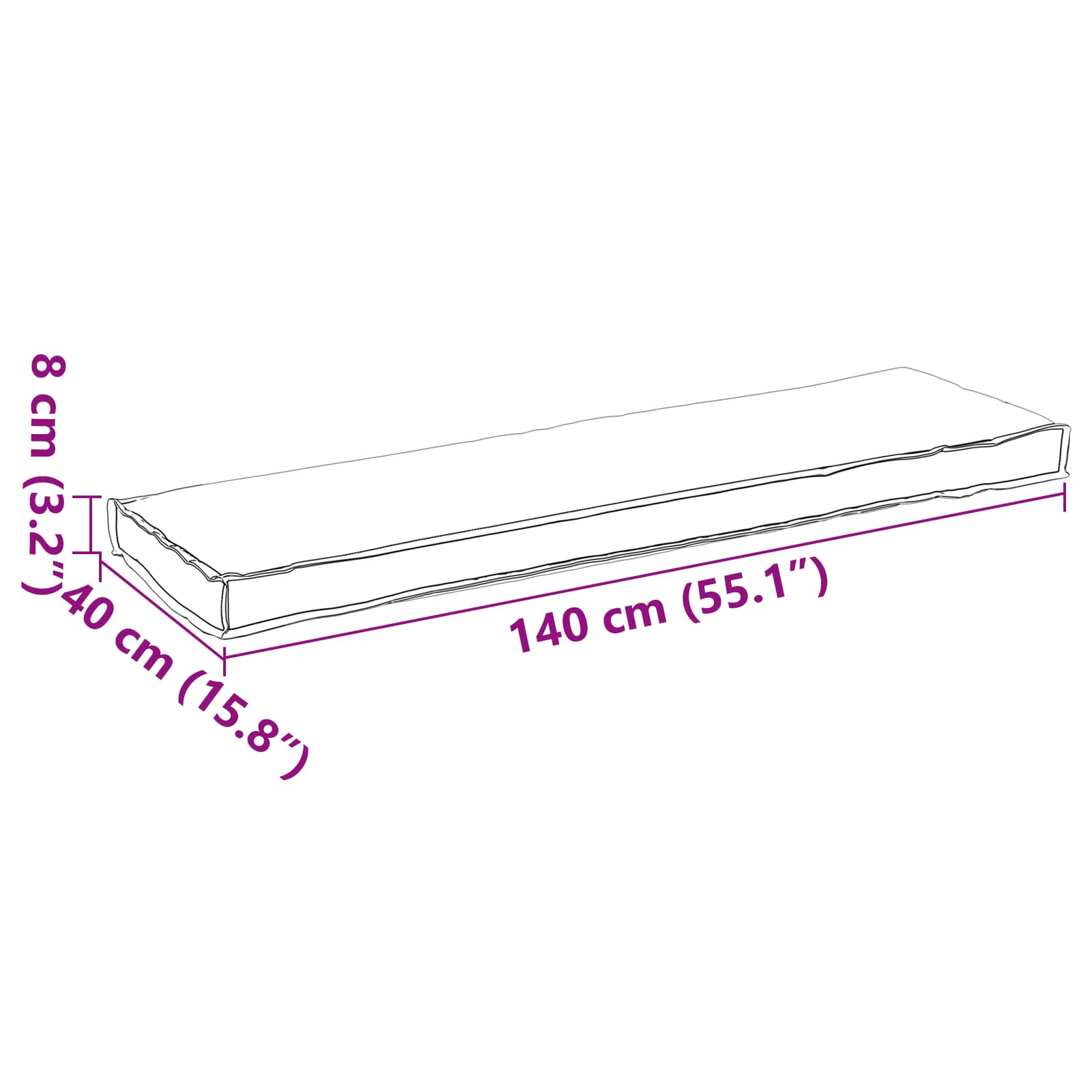 Cuscino Tessuto Oxford Multicolore 140 x 40 x 8 cm