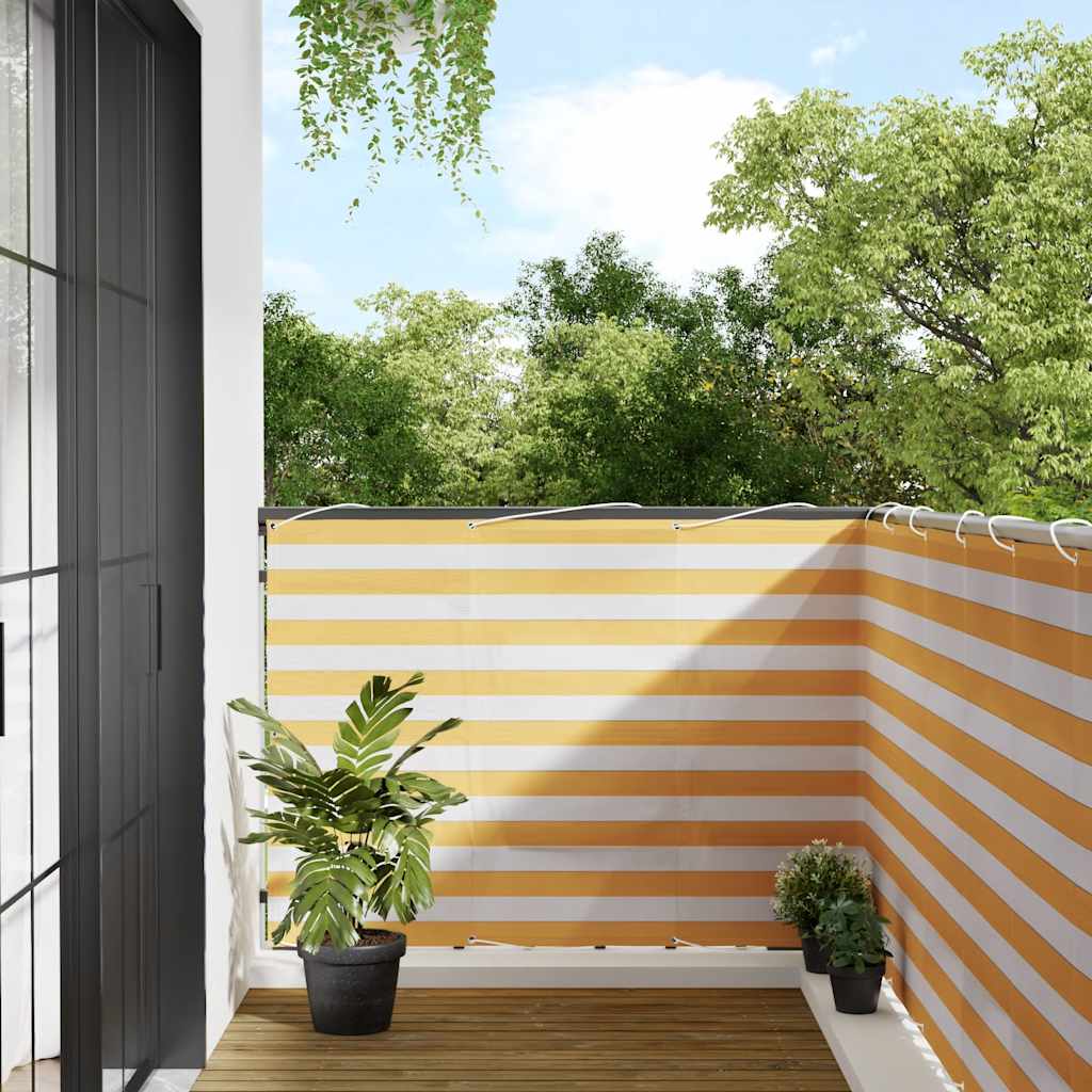 Paravento per Balcone Striscia Gialla e Bianca 120x700 cm