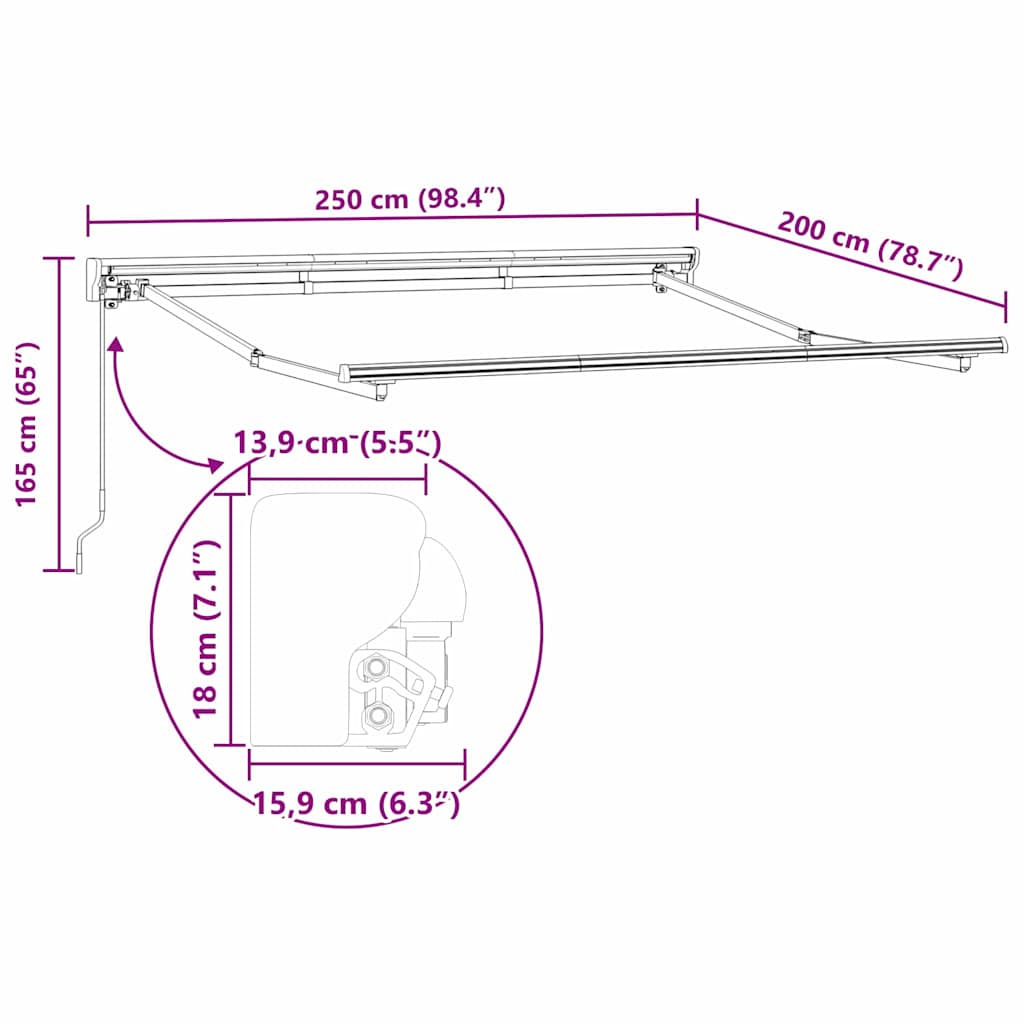 Struttura della tenda Regolabile Bianco 2,5 x 2 m Acciaio