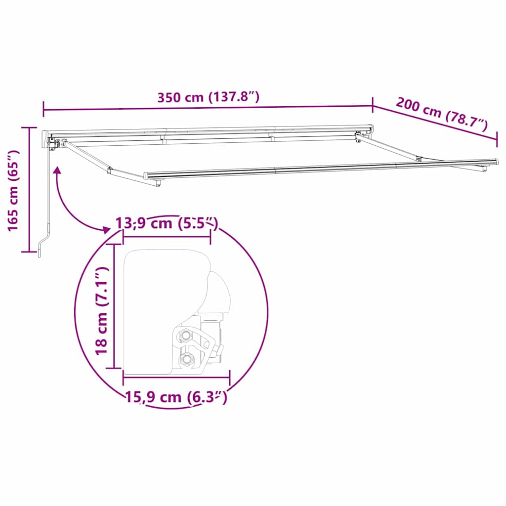 Struttura della tenda Regolabile Bianco 3,5 x 2 m Acciaio