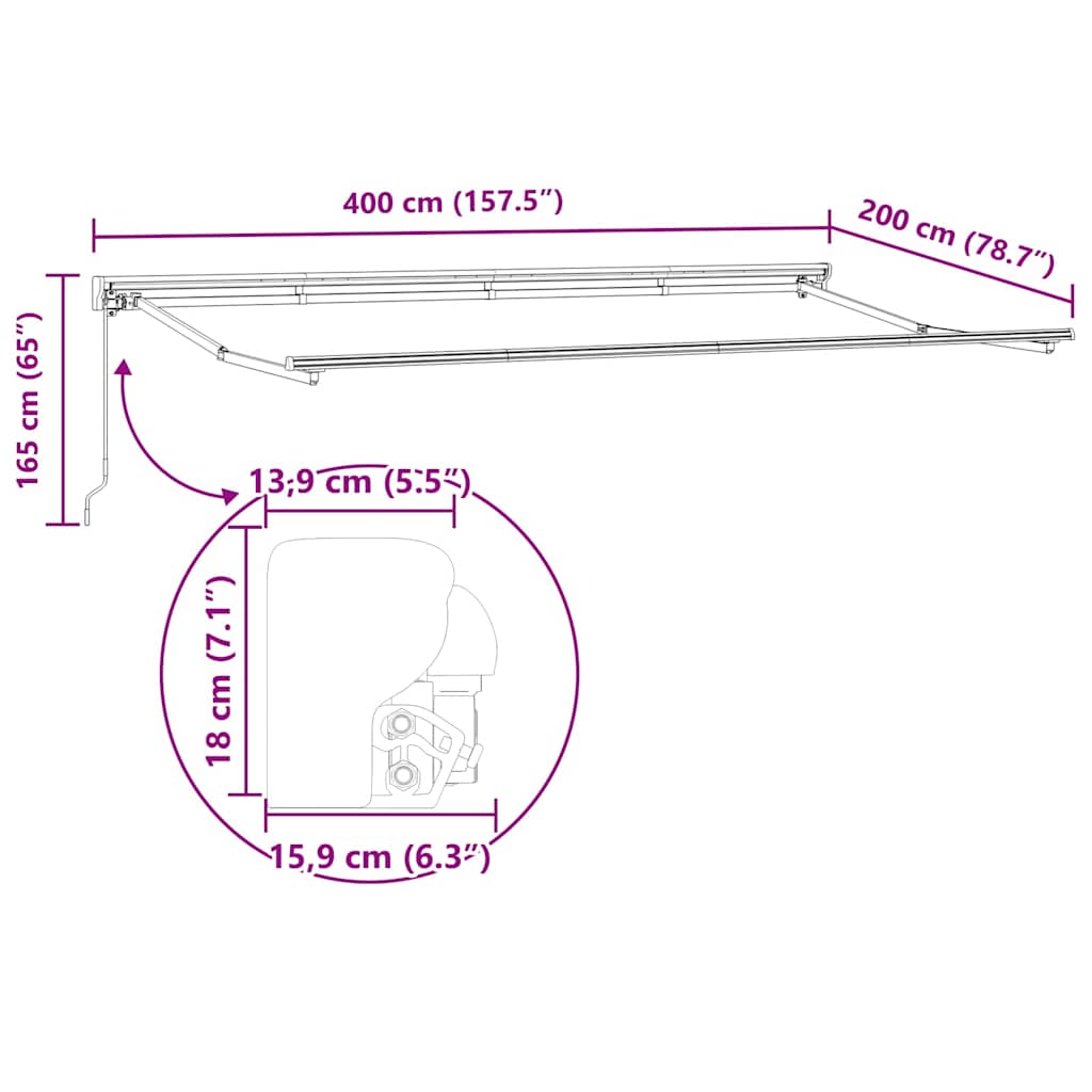 Struttura della tenda Regolabile Bianco 4 x 2 m Acciaio