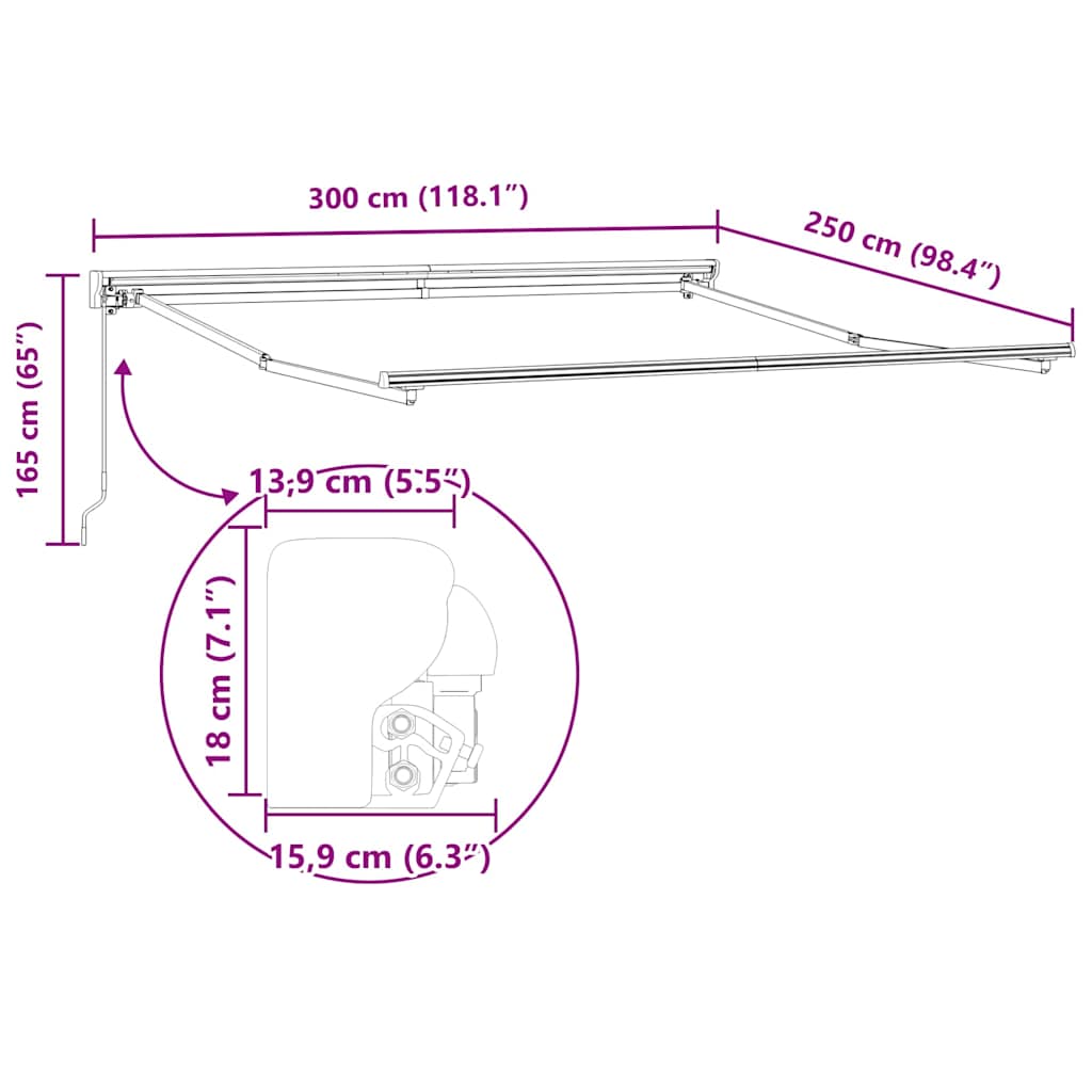 Struttura della tenda Regolabile Antracite 3 x 2,5 m Acciaio