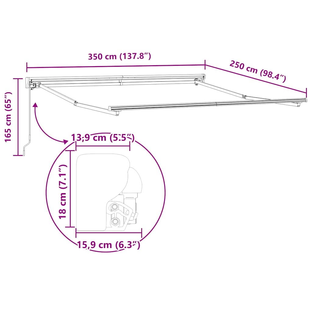Struttura della tenda Regolabile Antracite 3,5 x 2,5 m Acciaio