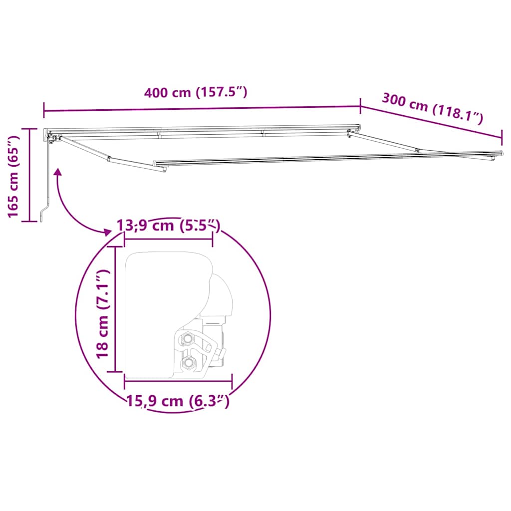 Struttura della tenda Regolabile Antracite 4 × 3 m Acciaio