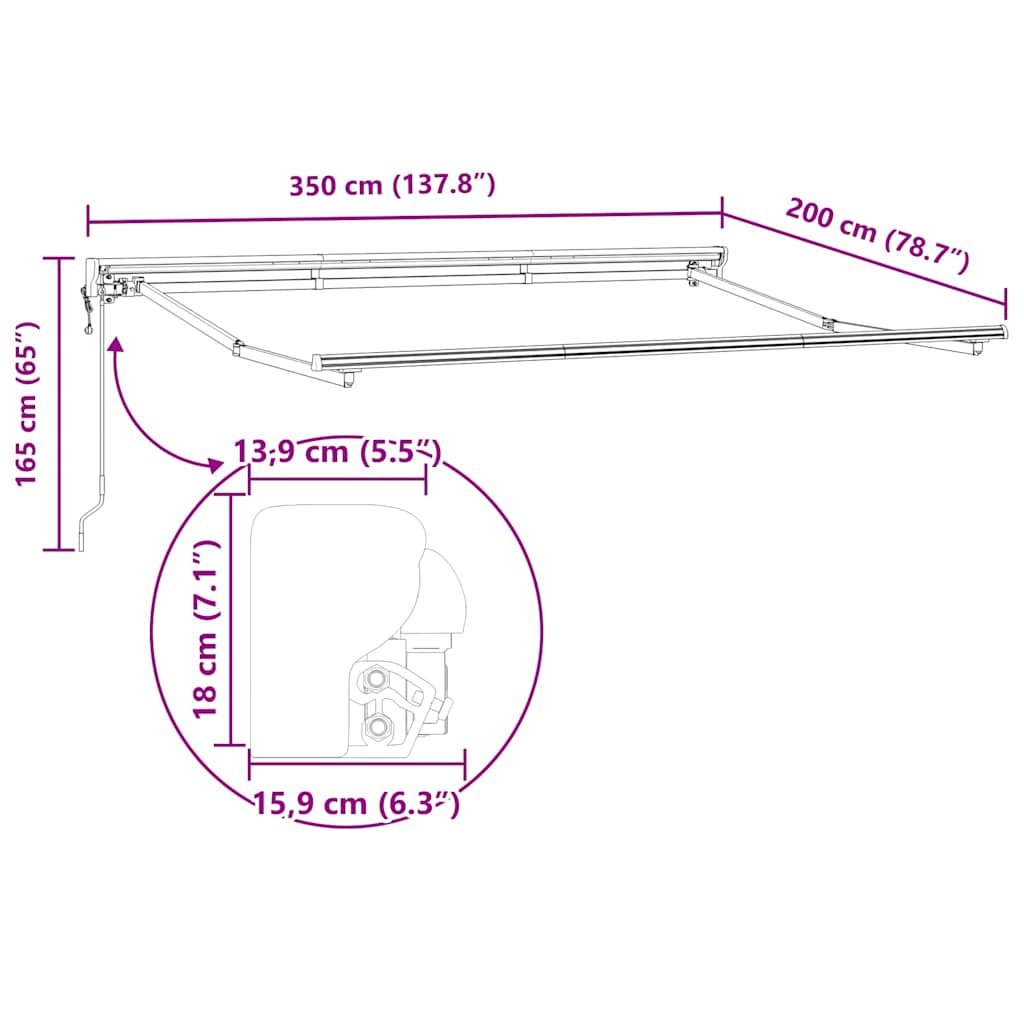 Struttura della tenda Regolabile Bianco 3,5 x 2 m Acciaio