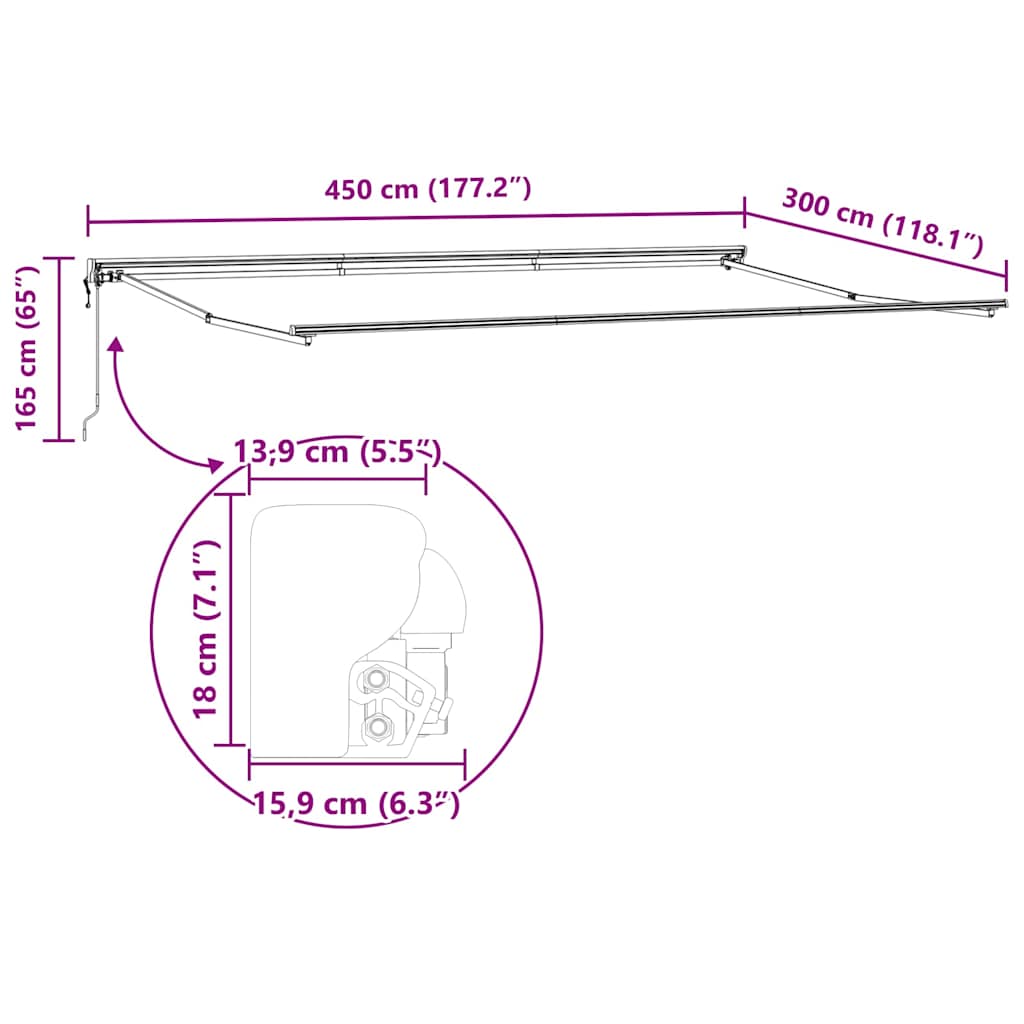 Struttura della tenda Regolabile Antracite 4,5 × 3 m Acciaio