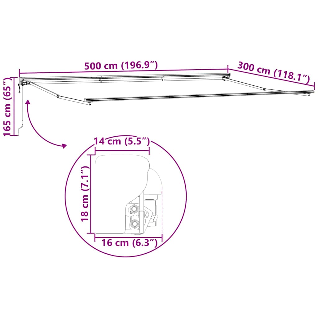 Struttura della tenda Regolabile Antracite 5 x 3 m Acciaio