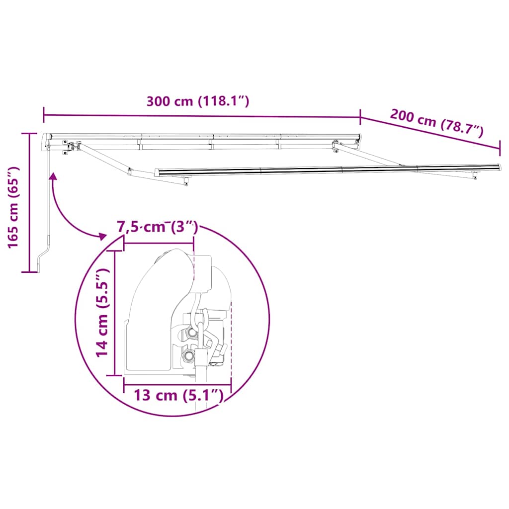 Struttura della tenda Antracite 3 x 2 m Metallo