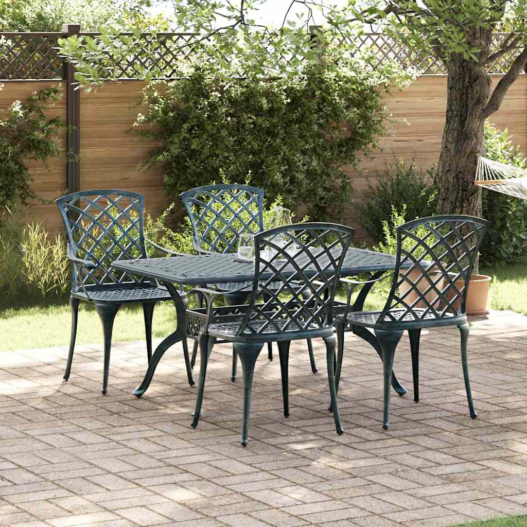 Sedia da Giardino 4 pz Verde Alluminio