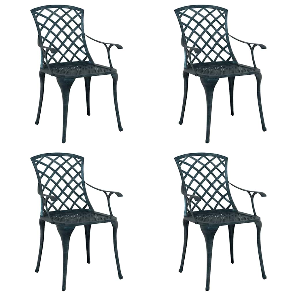 Sedia da Giardino 4 pz Verde Alluminio