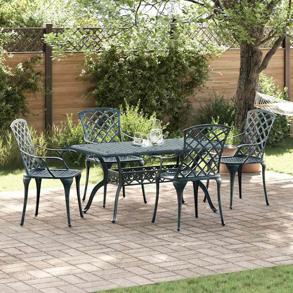 Sedia da Giardino 4 pz Verde Alluminio