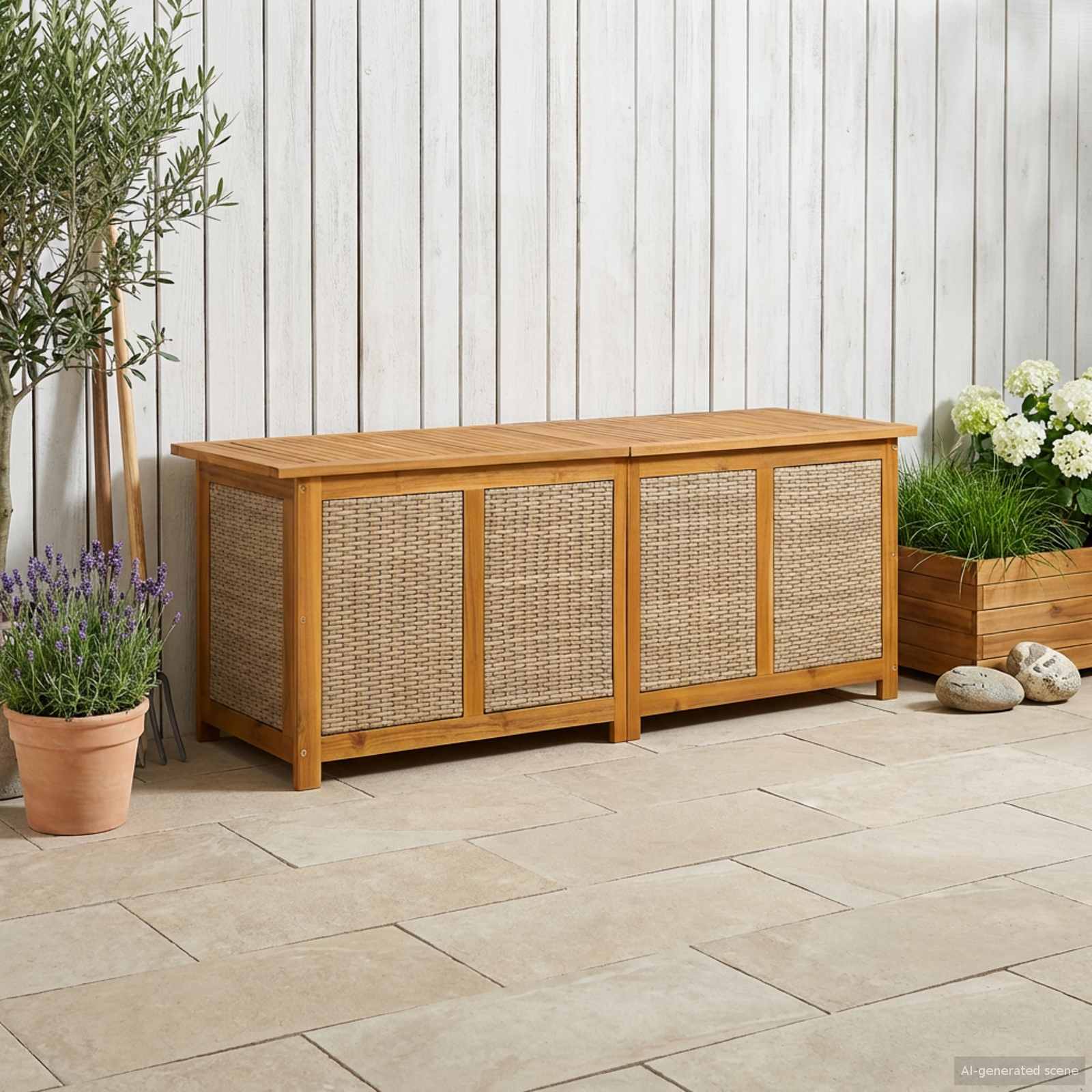 Scatola di Stoccaggio per Giardino 185 L 150 x 50 x 56 cm Beige