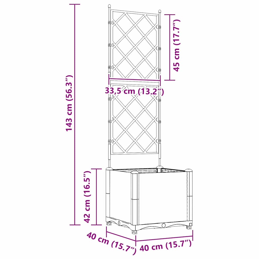 Vaso da giardino Marrone 40 x 40 x 143 cm PP