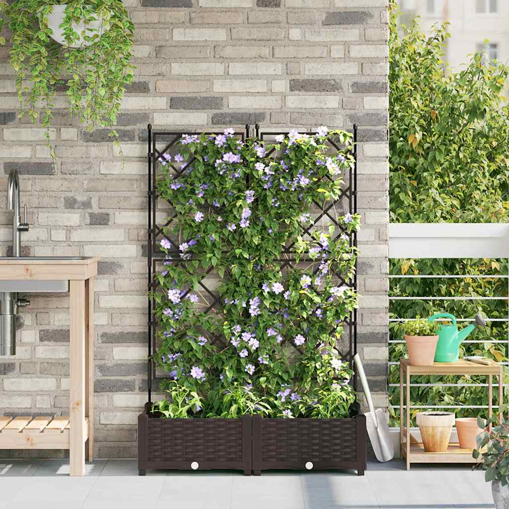 Vaso da giardino 2 pz Marrone 80 x 40 x 125,5 cm PP