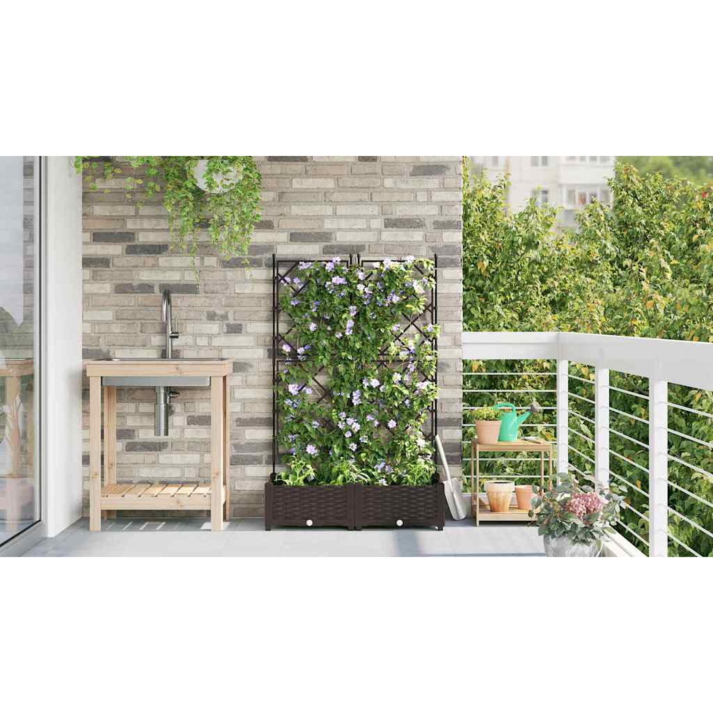 Vaso da giardino 2 pz Marrone 80 x 40 x 125,5 cm PP