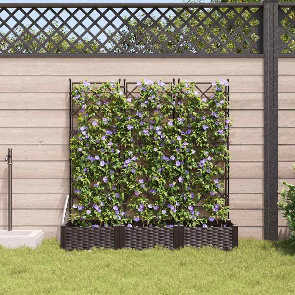 Vaso da giardino 3 pz Marrone 120 x 40 x 125,5 cm PP