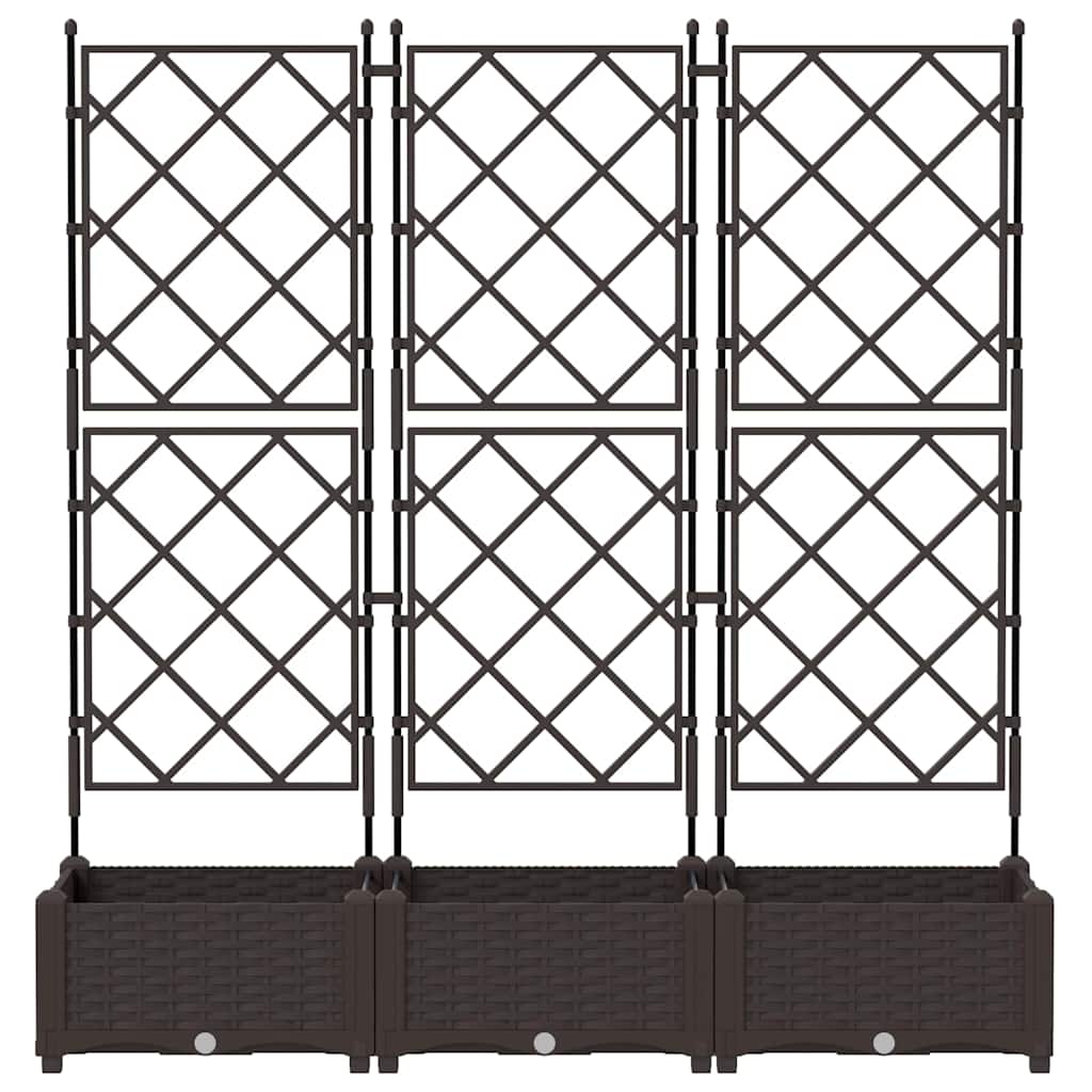 Vaso da giardino 3 pz Marrone 120 x 40 x 125,5 cm PP