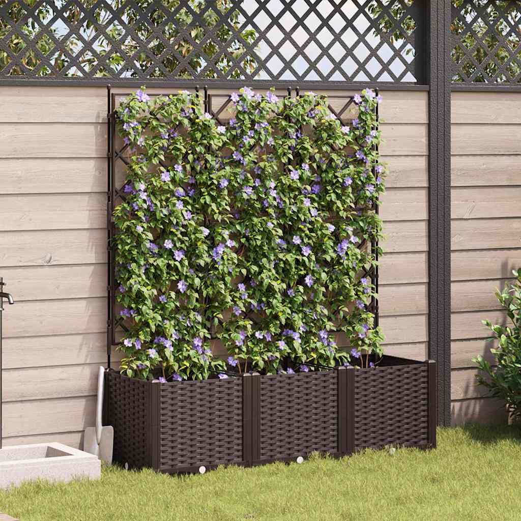 Vaso da giardino 3 pz Marrone 120 x 40 x 143 cm PP