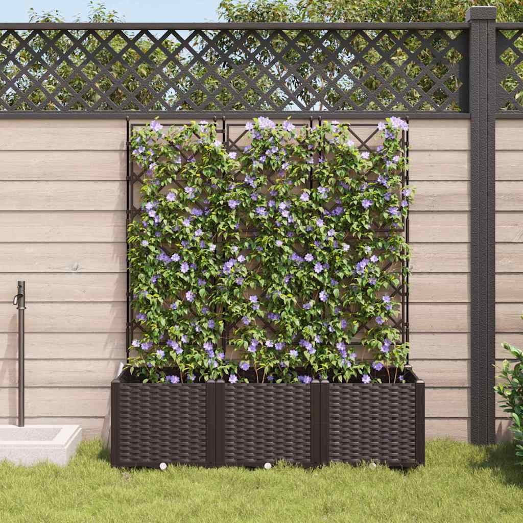 Vaso da giardino 3 pz Marrone 120 x 40 x 143 cm PP