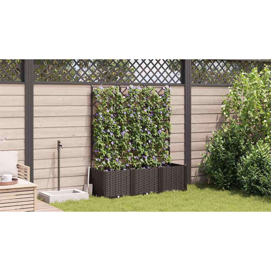 Vaso da giardino 3 pz Marrone 120 x 40 x 143 cm PP