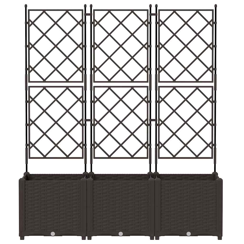 Vaso da giardino 3 pz Marrone 120 x 40 x 143 cm PP