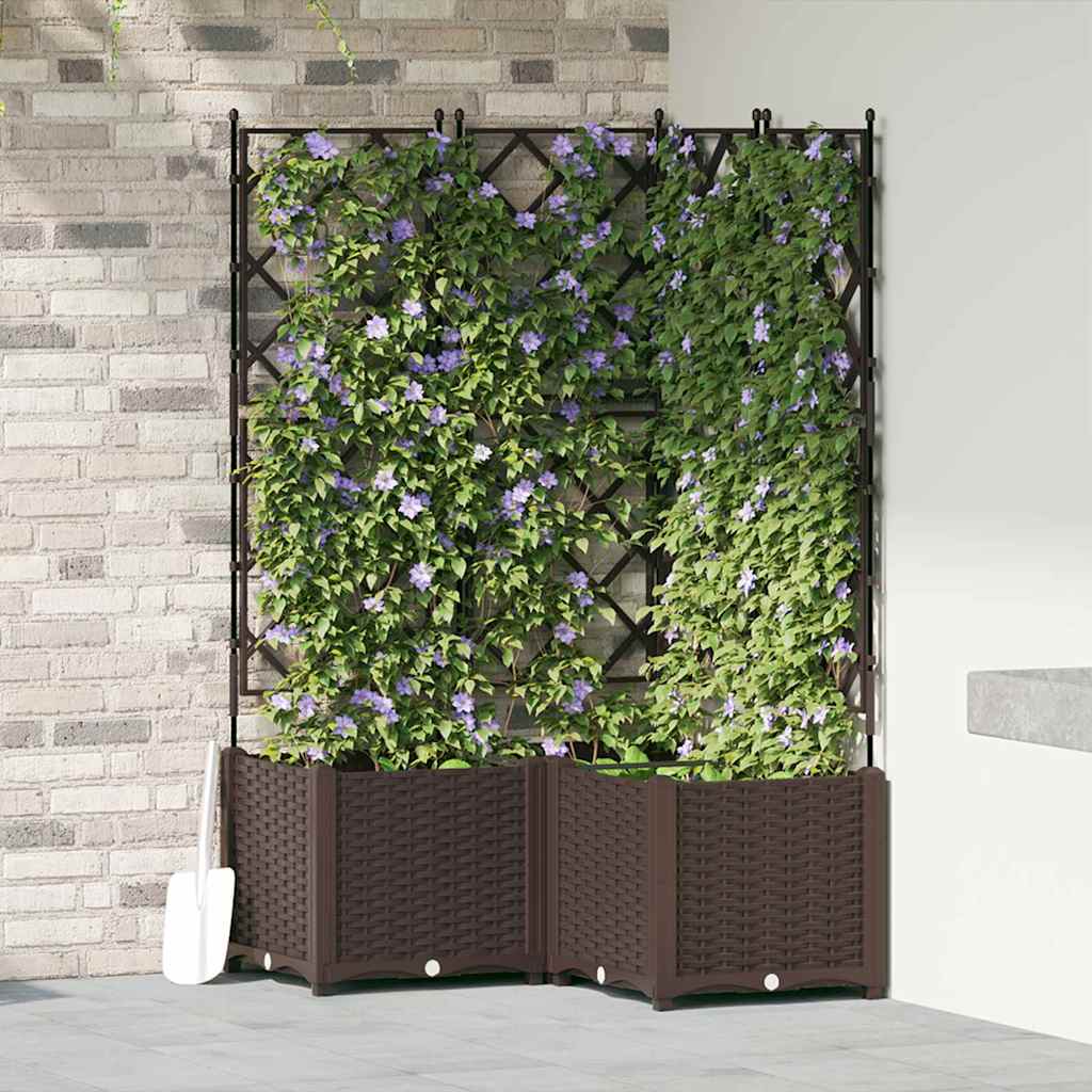 Vaso da giardino 3 pz Marrone 80 x 80 x 143 cm PP