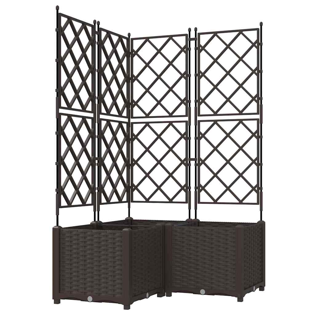 Vaso da giardino 3 pz Marrone 80 x 80 x 143 cm PP