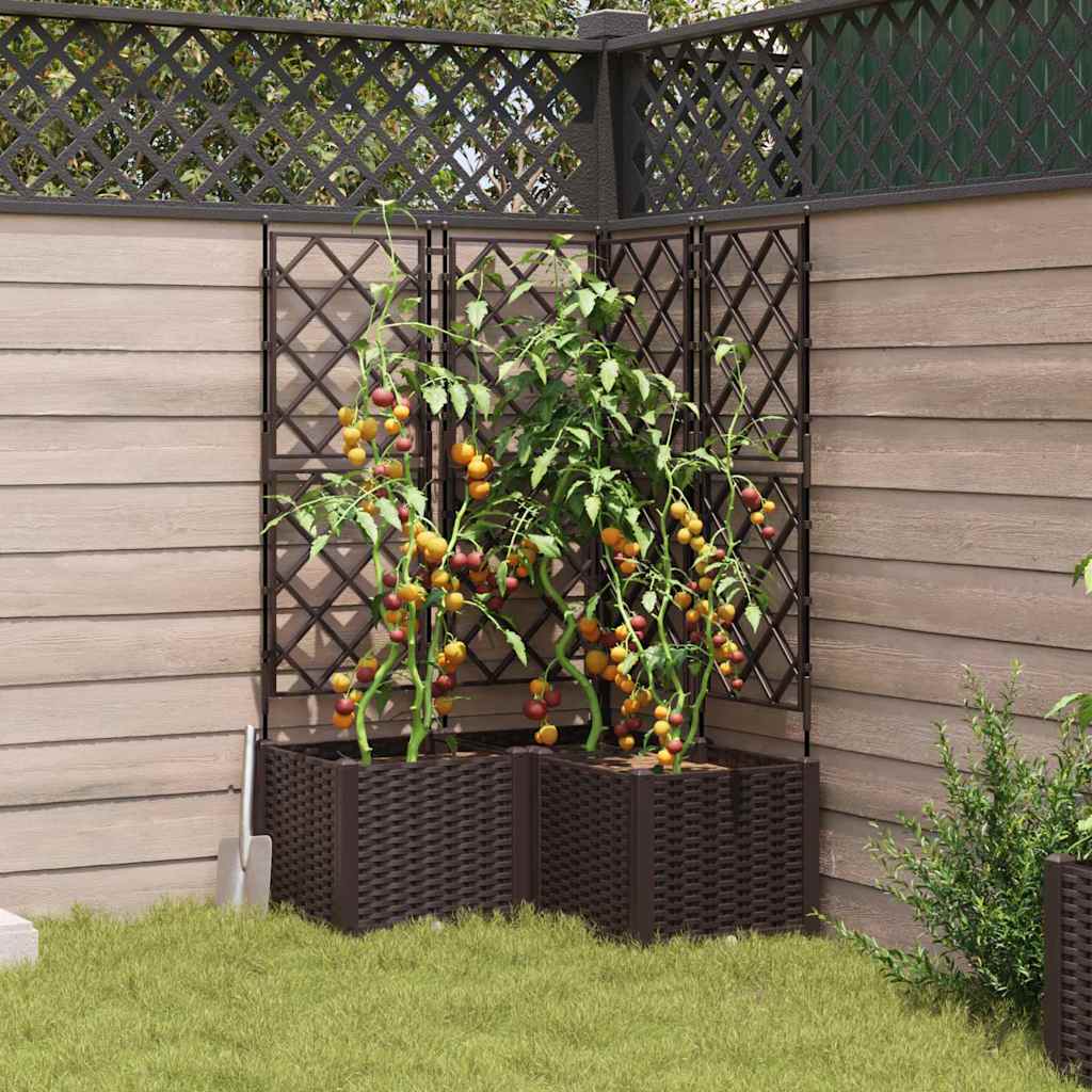 Vaso da giardino 3 pz Marrone 80 x 80 x 143 cm PP