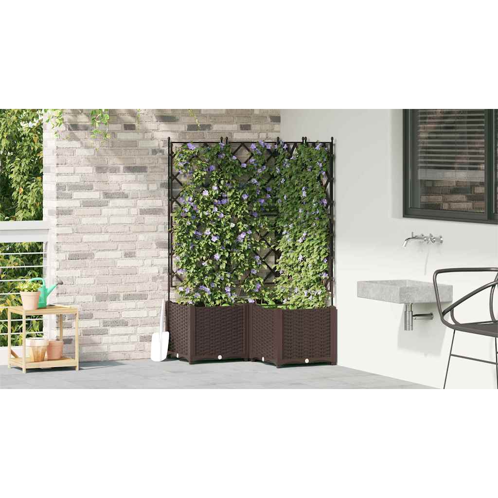 Vaso da giardino 3 pz Marrone 80 x 80 x 143 cm PP