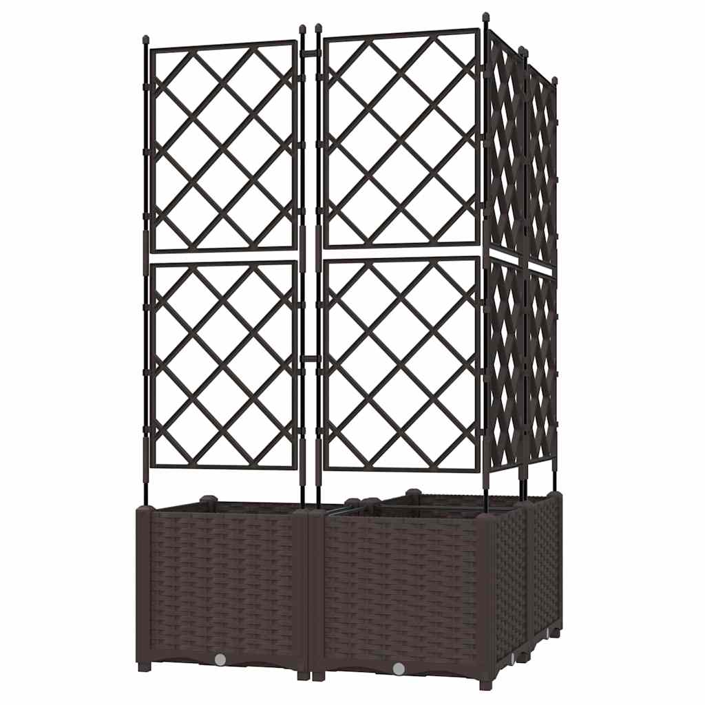 Vaso da giardino 3 pz Marrone 80 x 80 x 143 cm PP