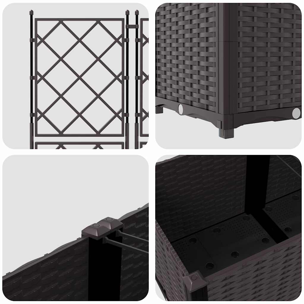 Vaso da giardino 3 pz Marrone 80 x 80 x 143 cm PP