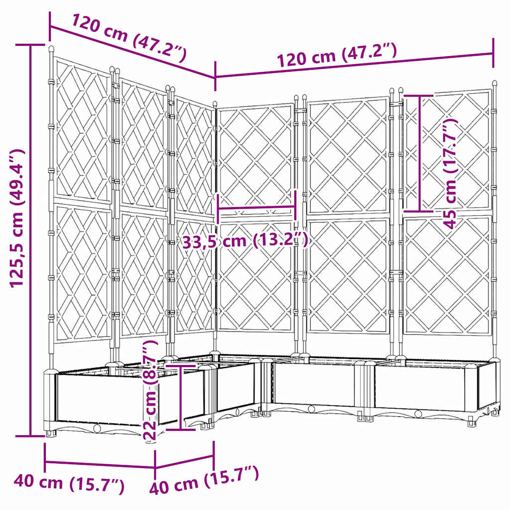 Vaso da giardino 5 pz Marrone 120 x 120 x 125,5 cm PP