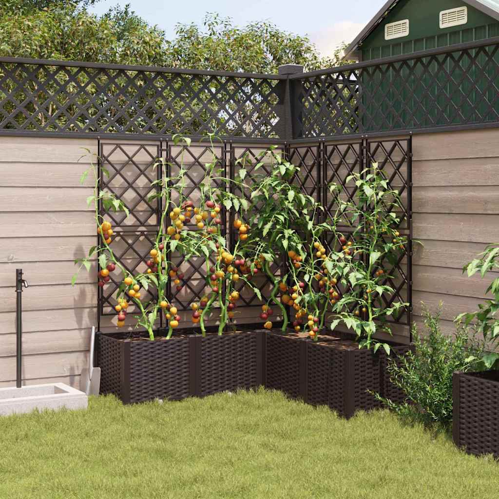 Vaso da giardino 5 pz Marrone 120 x 120 x 143 cm PP