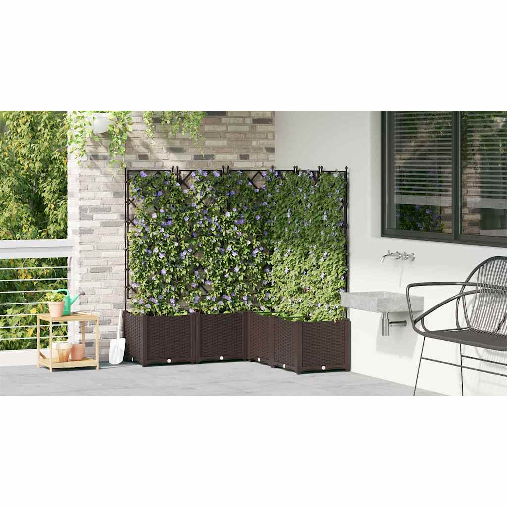 Vaso da giardino 5 pz Marrone 120 x 120 x 143 cm PP