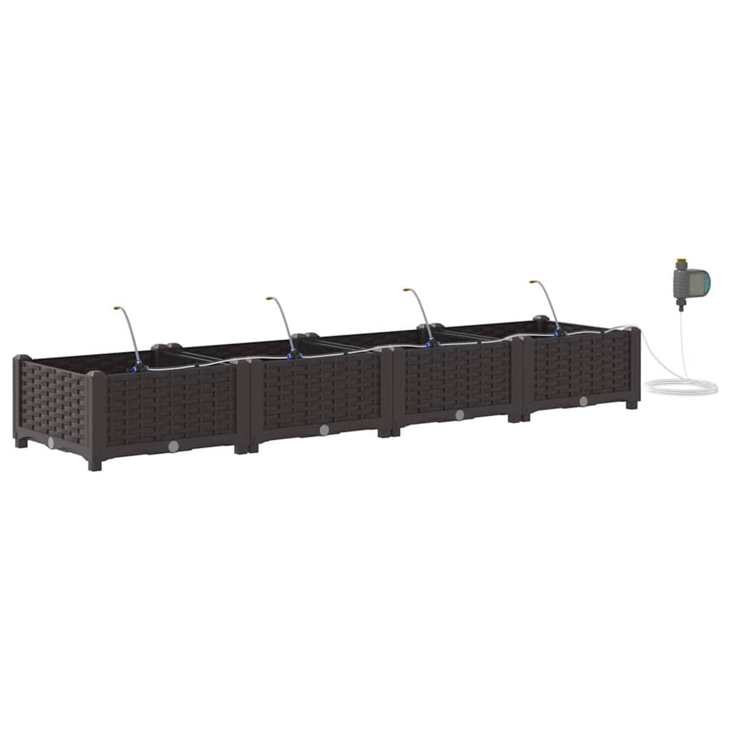 Vaso da giardino 4 pz Marrone 160 x 40 x 22 cm PP