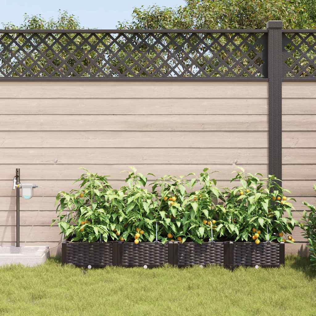 Vaso da giardino 4 pz Marrone 160 x 40 x 22 cm PP
