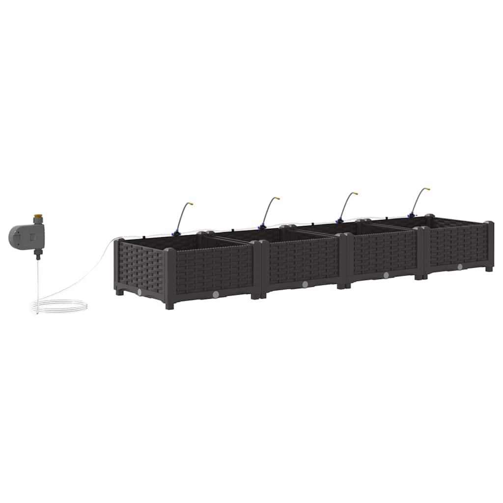 Vaso da giardino 4 pz Marrone 160 x 40 x 22 cm PP