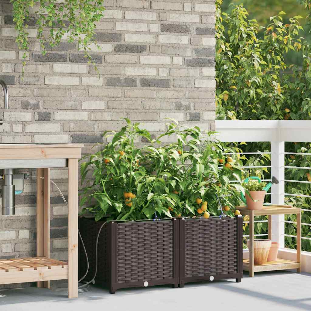 Vaso da giardino 2 pz Marrone 80 x 40 x 37,5 cm PP