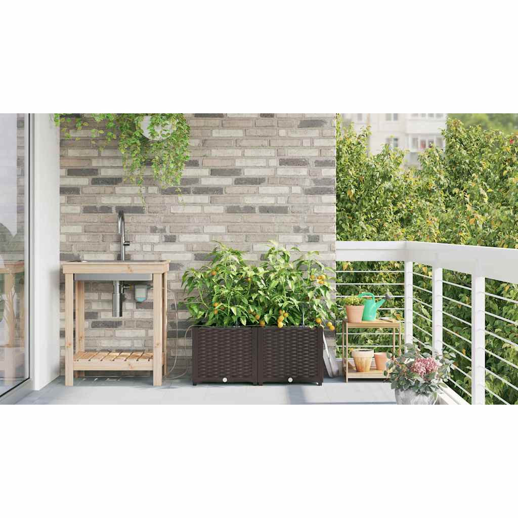 Vaso da giardino 2 pz Marrone 80 x 40 x 37,5 cm PP