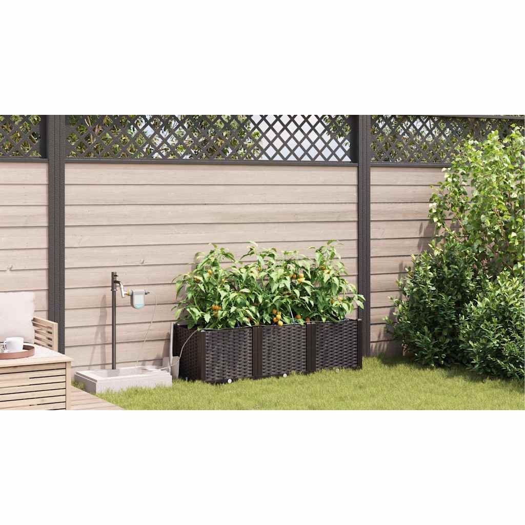 Vaso da giardino 3 pz Marrone 120 x 40 x 37,5 cm PP