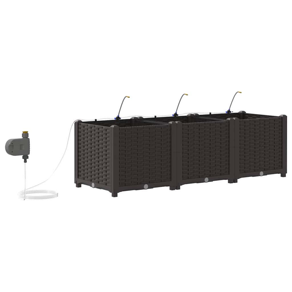 Vaso da giardino 3 pz Marrone 120 x 40 x 37,5 cm PP