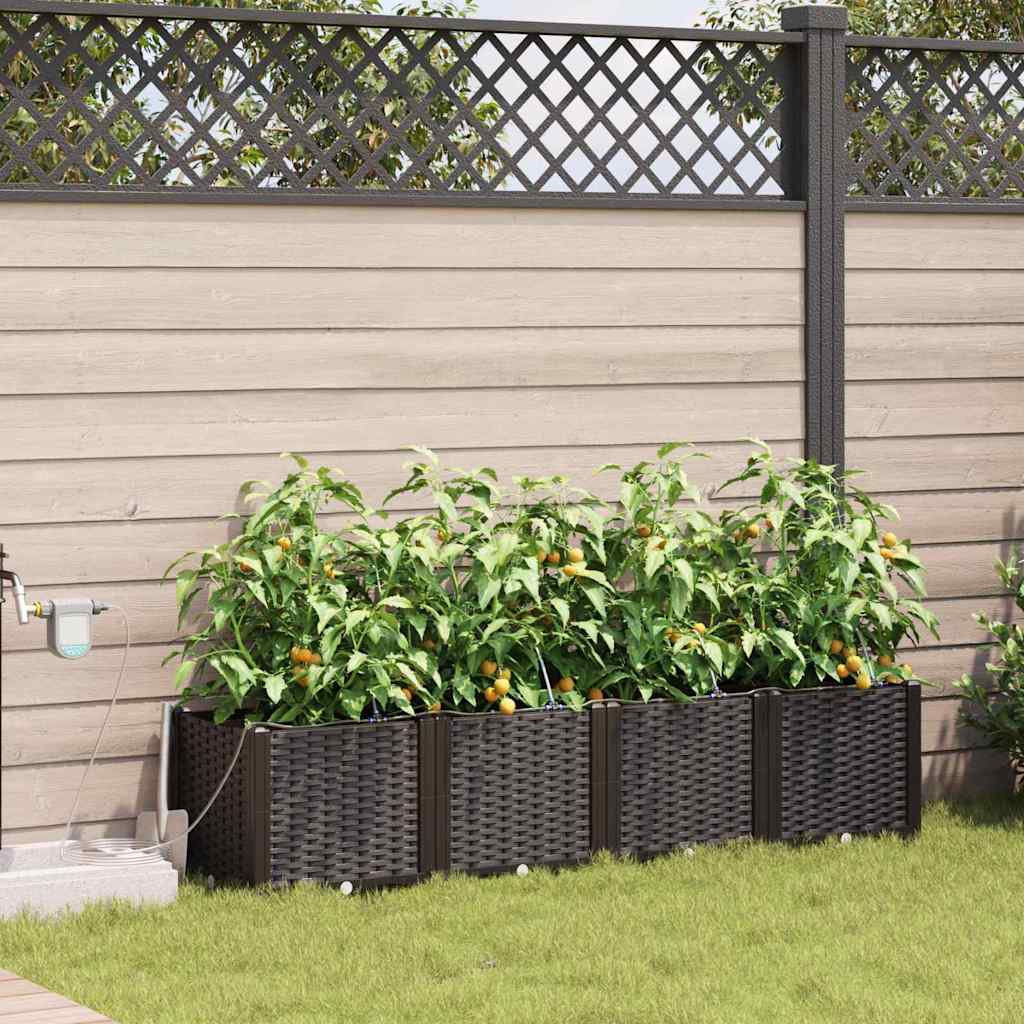 Vaso da giardino 4 pz Marrone 160 x 40 x 37,5 cm PP