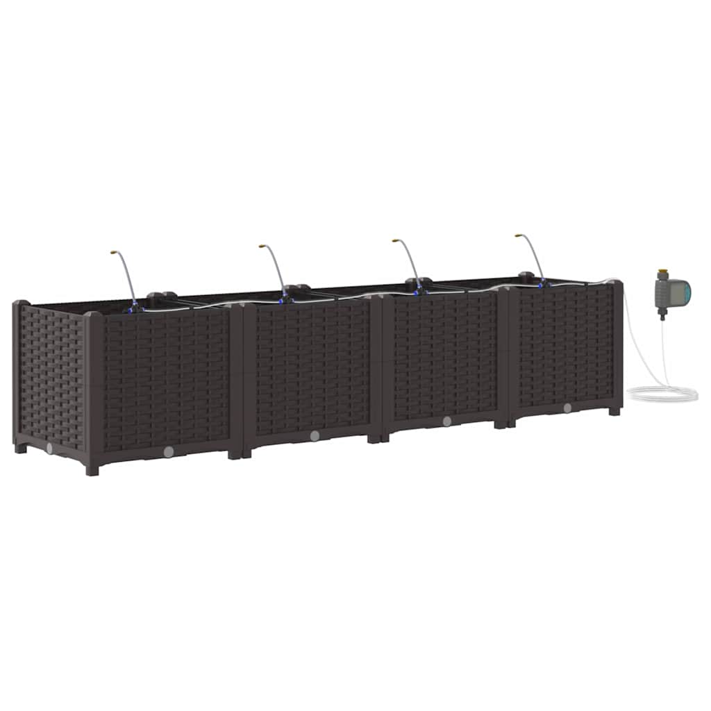 Vaso da giardino 4 pz Marrone 160 x 40 x 37,5 cm PP